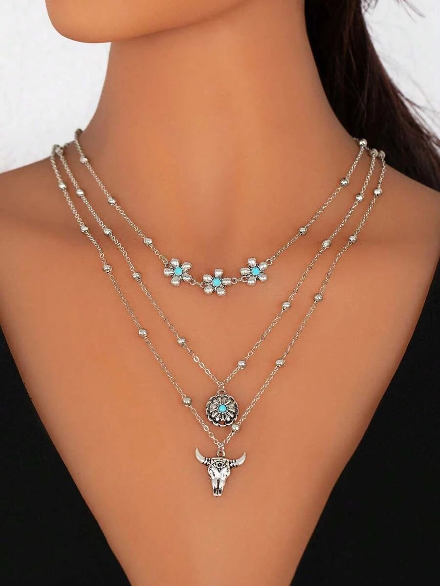 Leopard Print Pendant Necklace Set