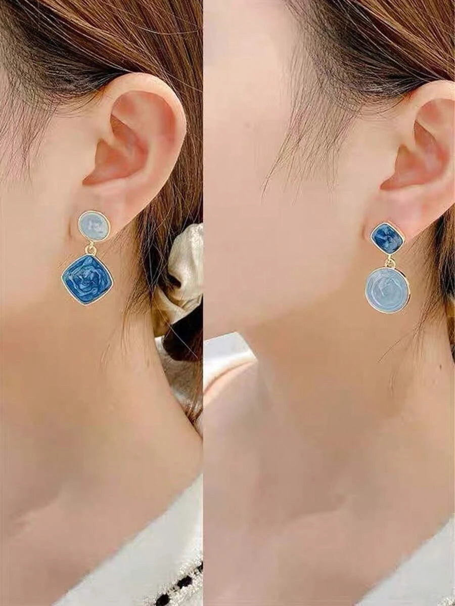 Two Tone Drop Earrings