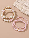 Faux Pearl Beaded Bracelet Set