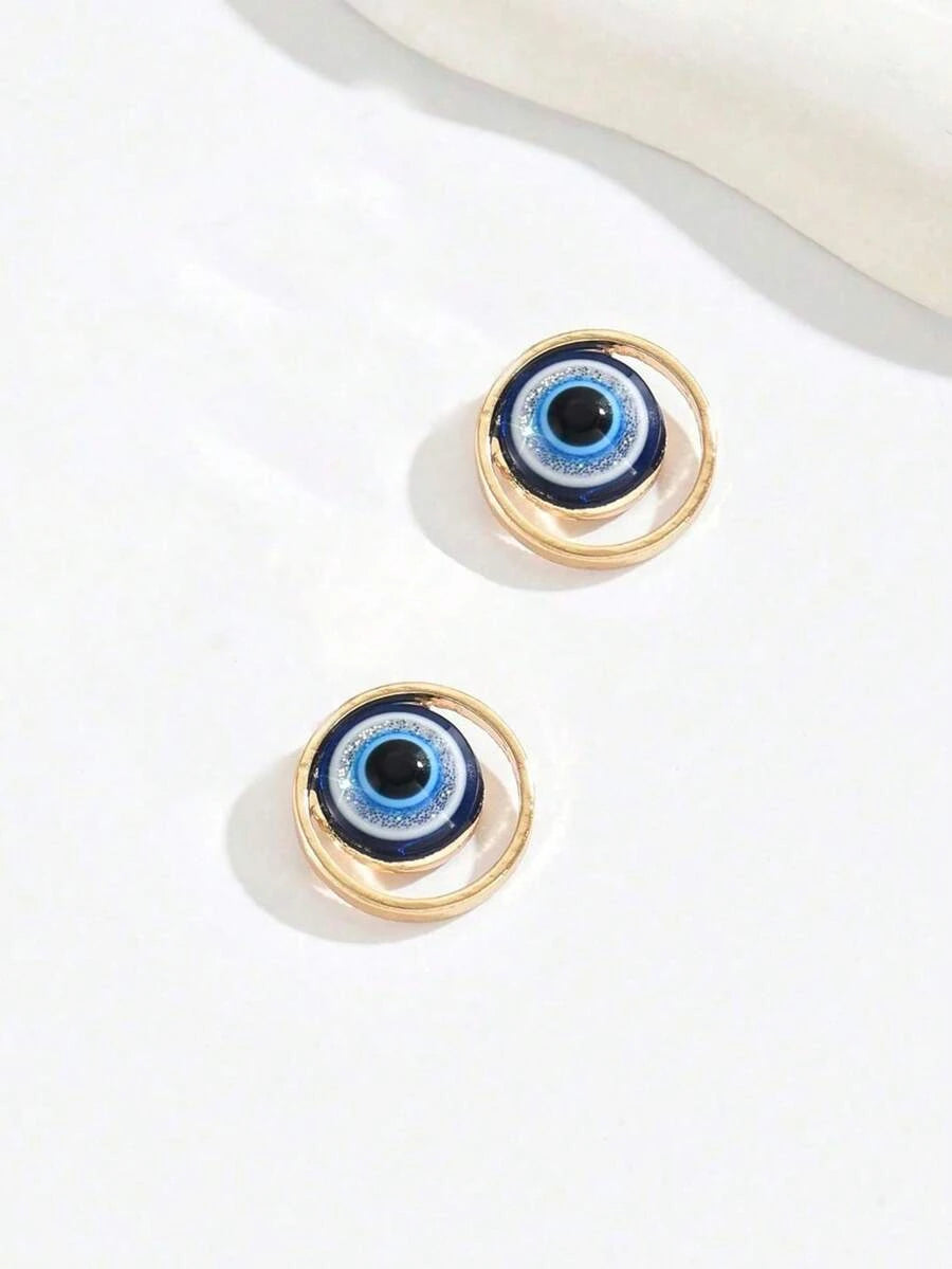 Minimalist Turkish Blue Eye Earrings