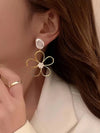 Geometric Faux Pearl Petal Earrings