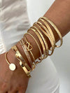 12pcs Vintage Exaggerated Luxurious Geometric Striped Twist Open Design Women Metal Silver Bangle Bracelet Set, Suitable For Daily Wear, Gift, Stackable