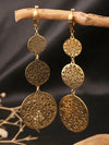 Gold Floral Vine Leaf Pendant Earrings