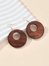 Vintage Wooden Hollow Round Earrings