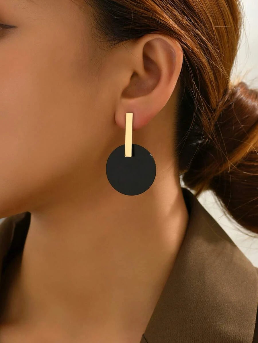 Geometric Enamel Circle Stud Earrings
