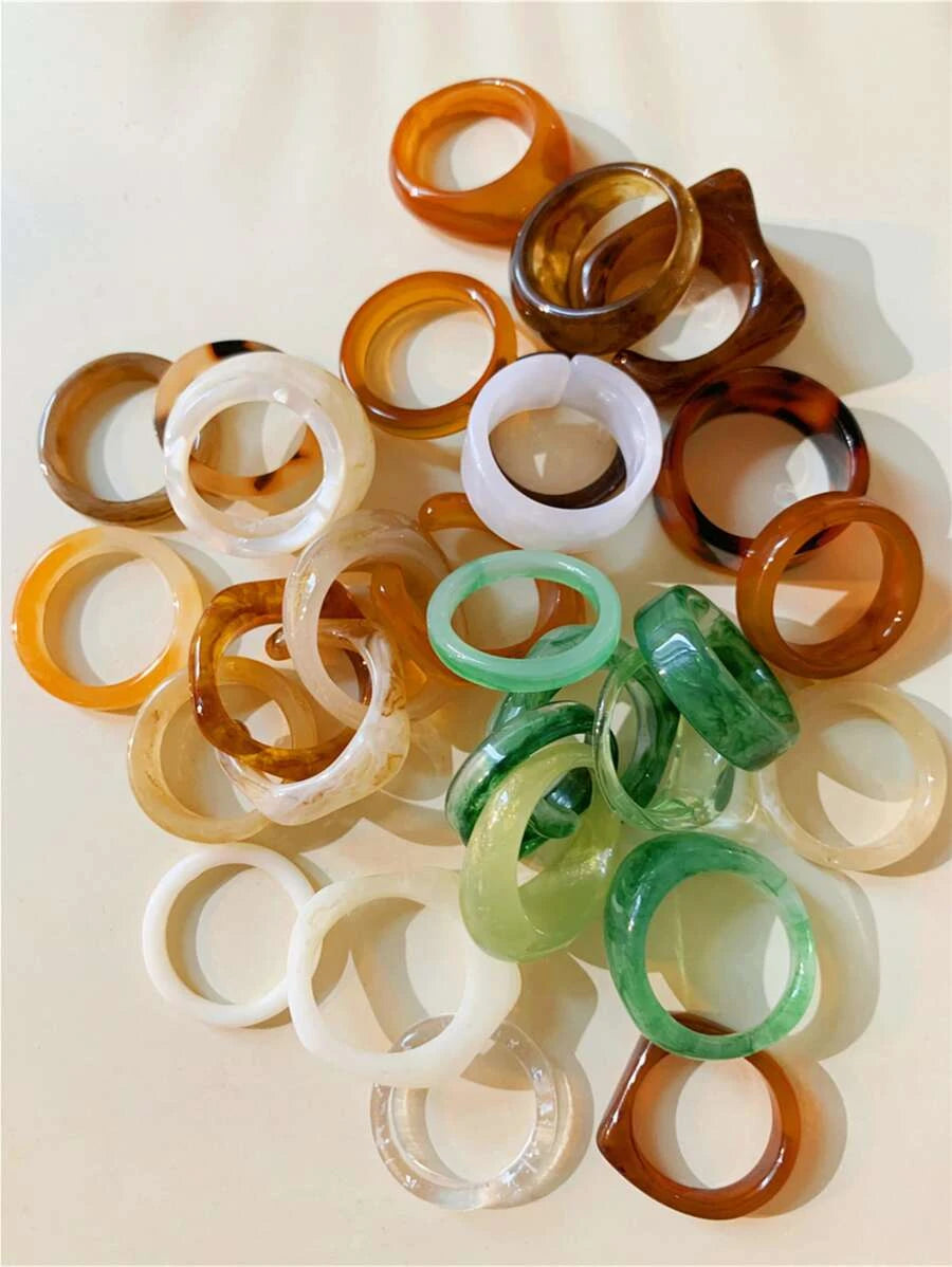 Chunky Resin Ring Set