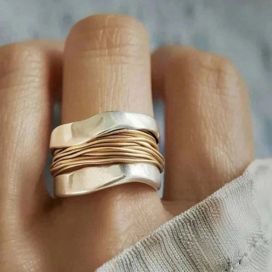 Hammered Vintage Bohemian Wide Band Ring
