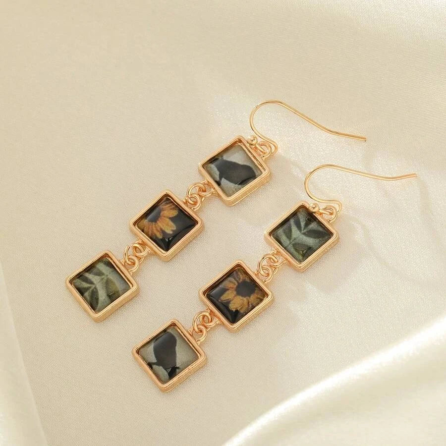 Vintage Artistic Style Multi-Layer Sunflower Earrings