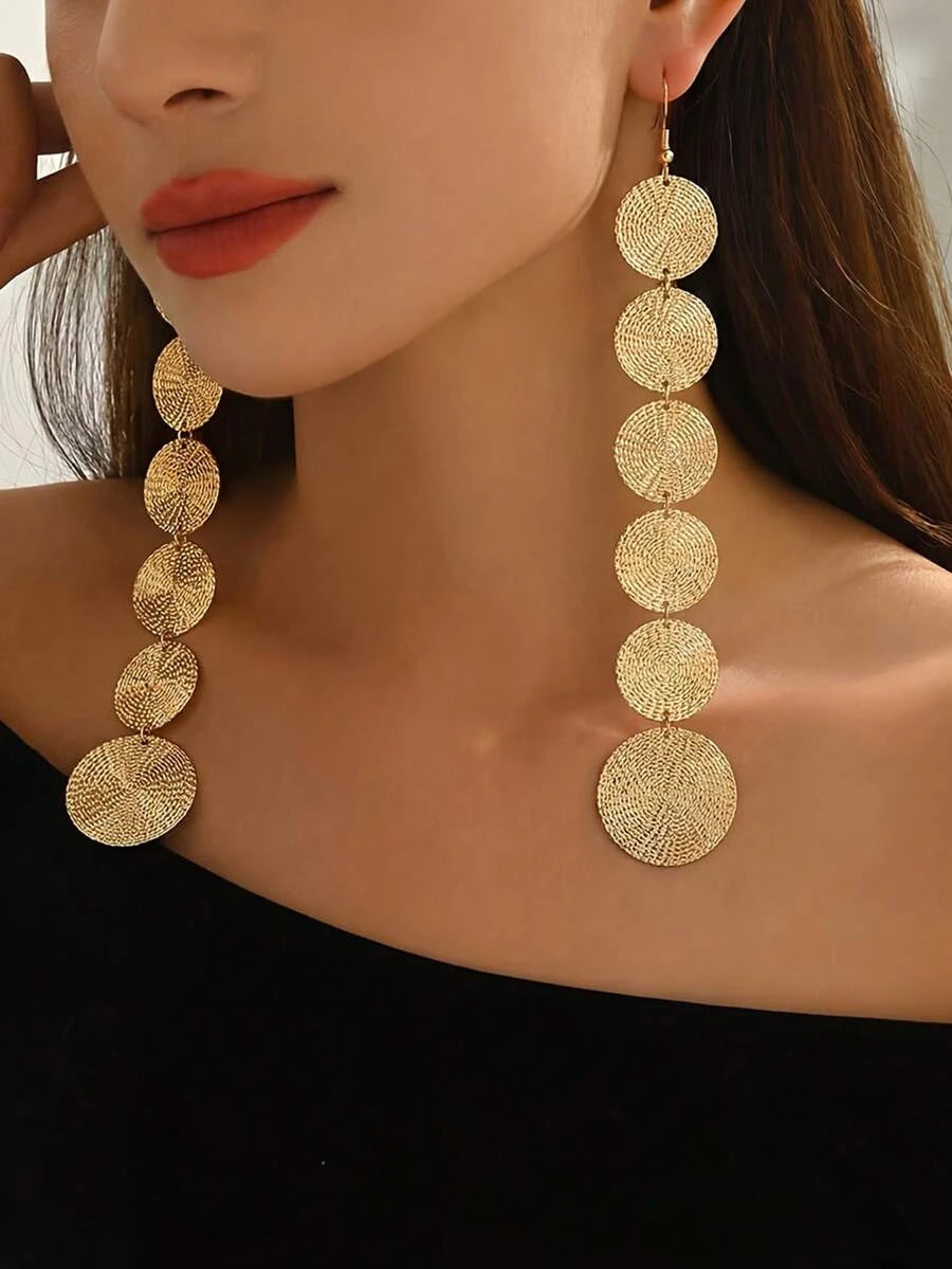 Geometric Polygon Tassel Earrings