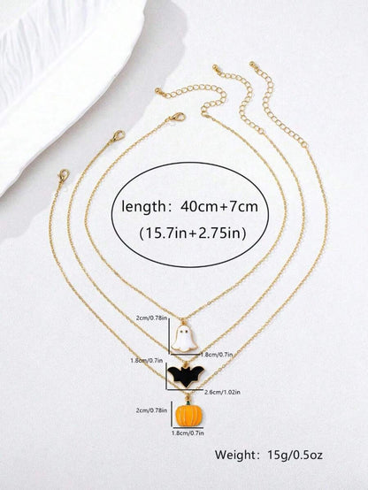 Dark Gothic Halloween Pendant Necklace Set
