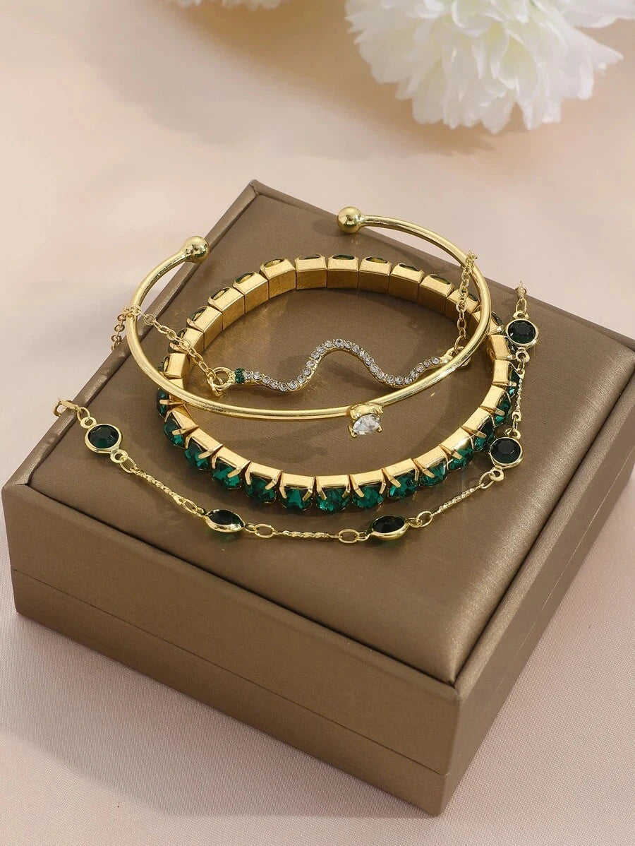 Rhinestone Snake Bracelet Set