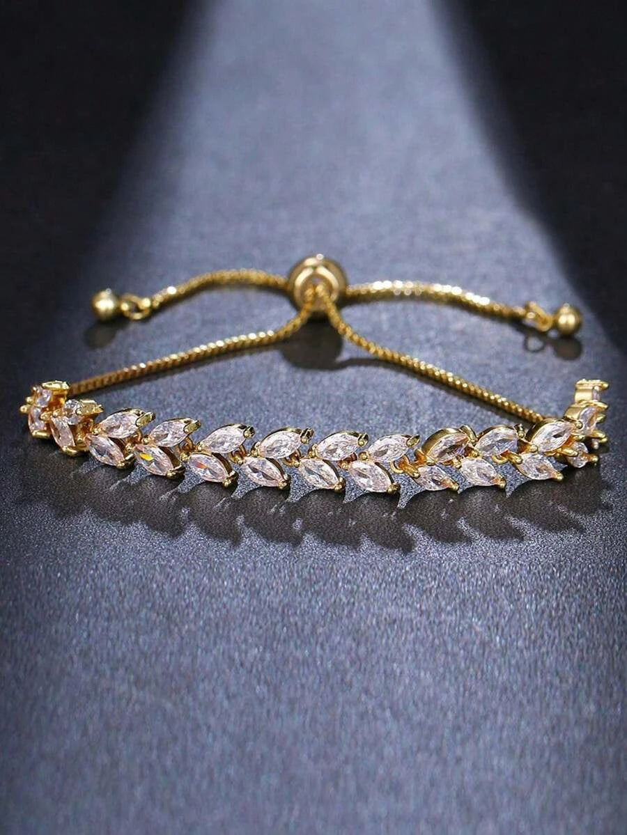 Gold Cubic Zirconia Chain Bracelet