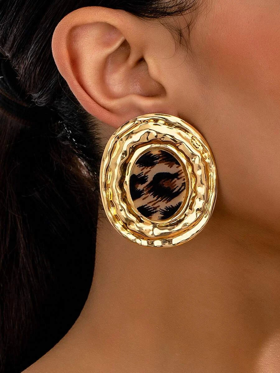 Asymmetrical Oval Printed Acrylic Earrings