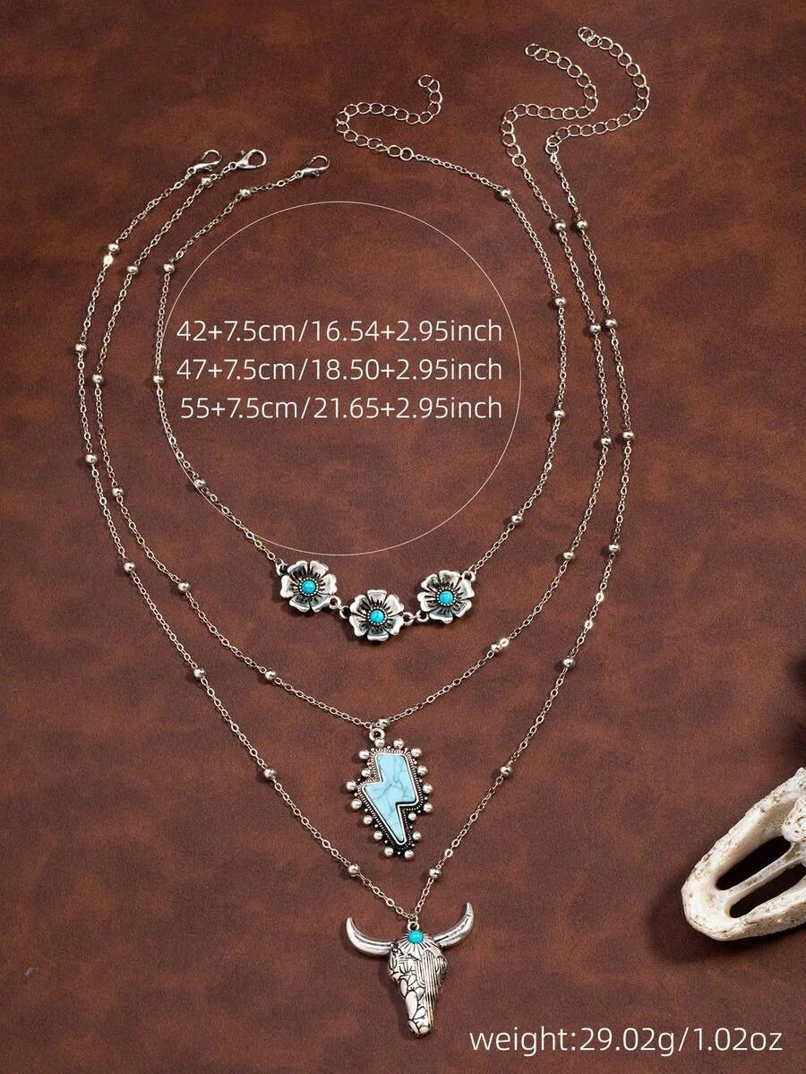 Leopard Print Pendant Necklace Set