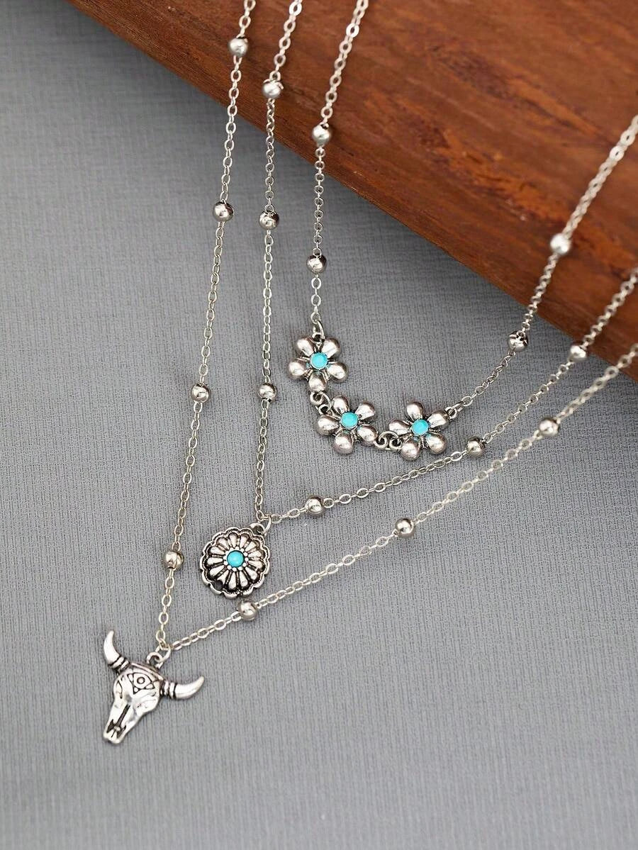 Leopard Print Pendant Necklace Set