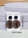 Retro Zebra Print Round Pendant Earrings