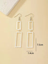 Silver Rectangle Drop Earrings
