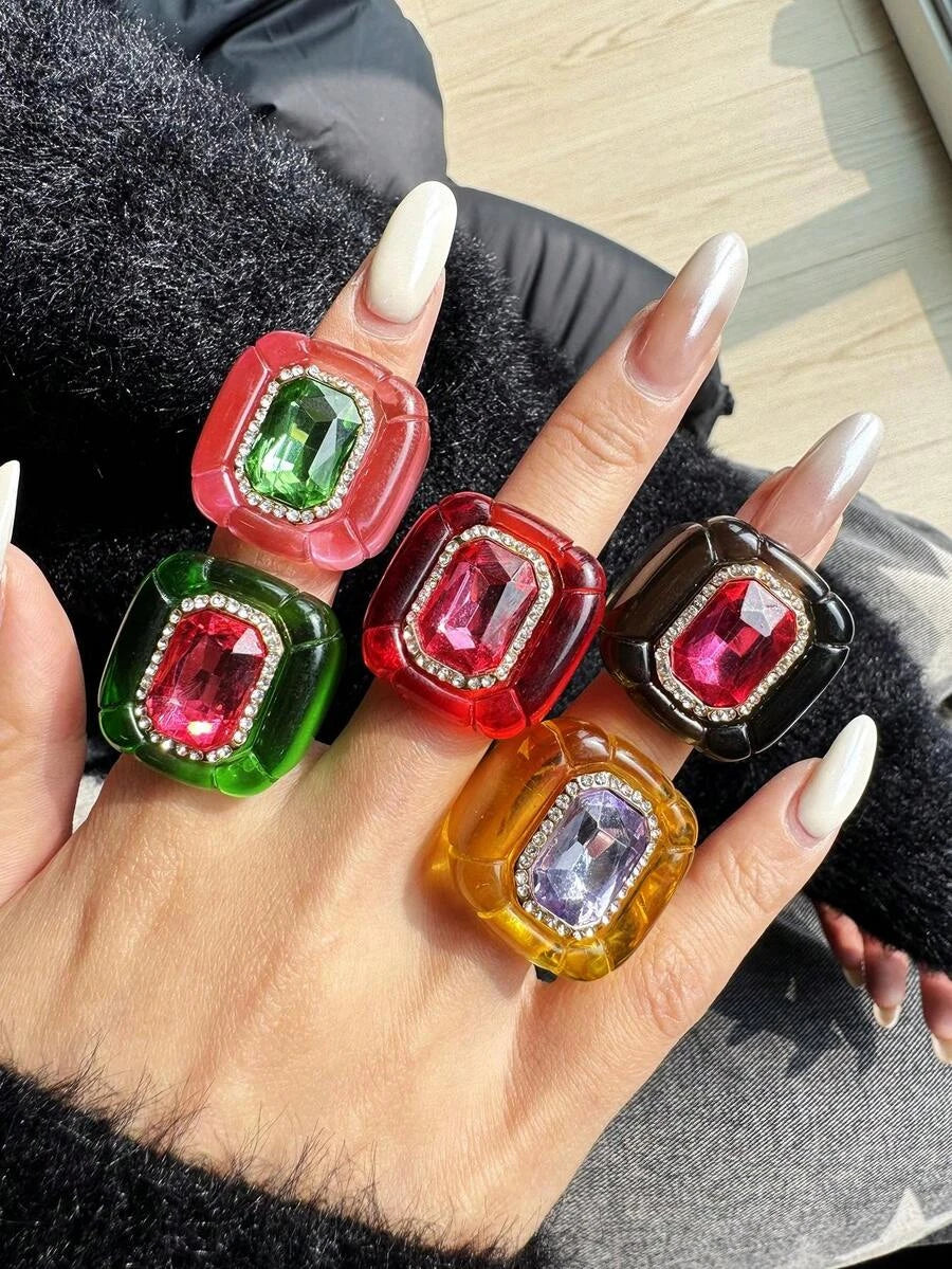 Colorful Asymmetrical Bubble Resin Ring