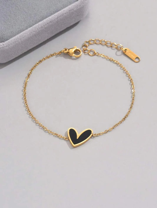 Gold Plated Stainless Steel Asymmetrical Heart Bracelet