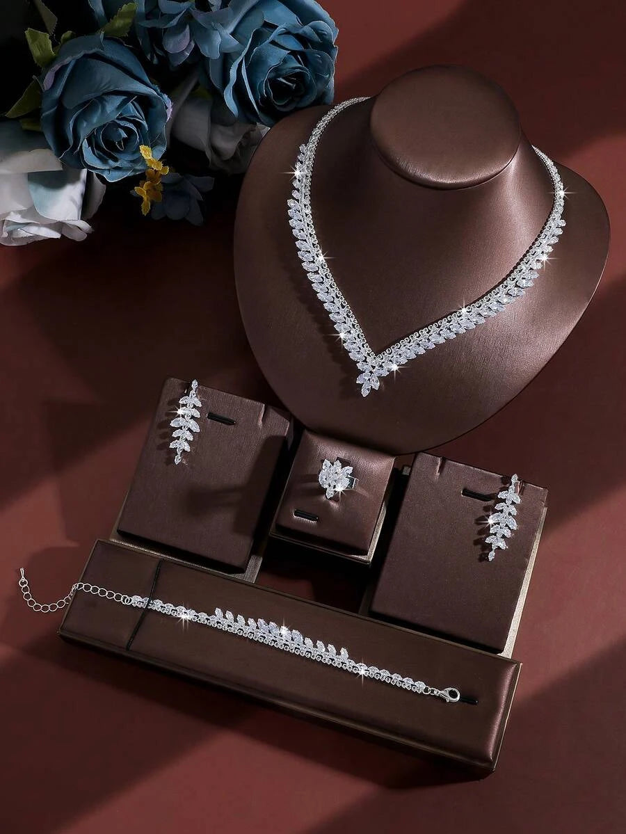 Bridal Rhinestone V-Shaped Jewelry Set