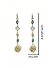 Vintage Gold Moon Drop Earrings