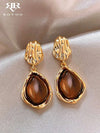 French Vintage Resin Water Drop Earrings