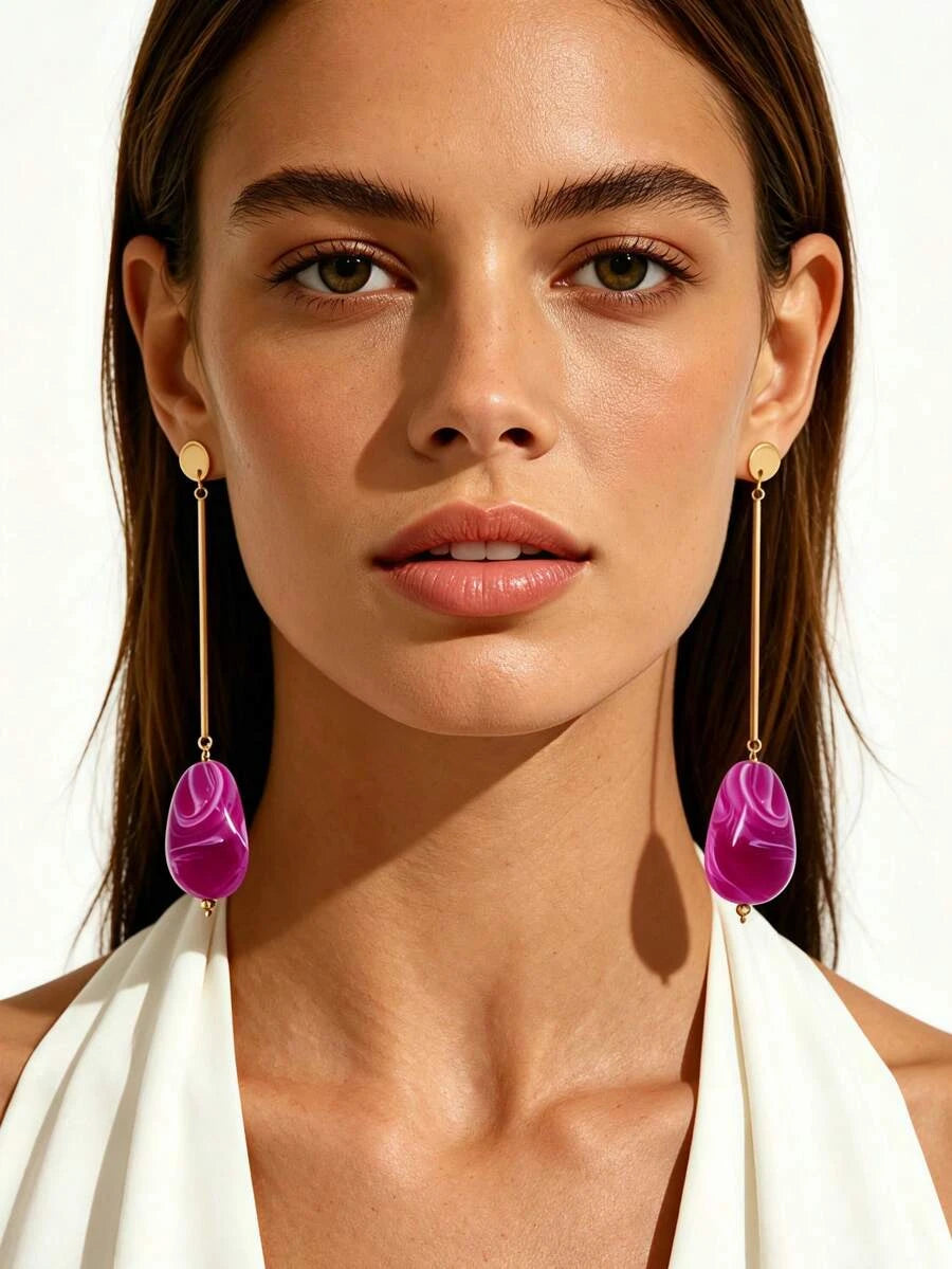 Gold-Plated Turquoise Teardrop Dangle Earrings