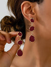 French Vintage Enamel Asymmetrical Long Earrings