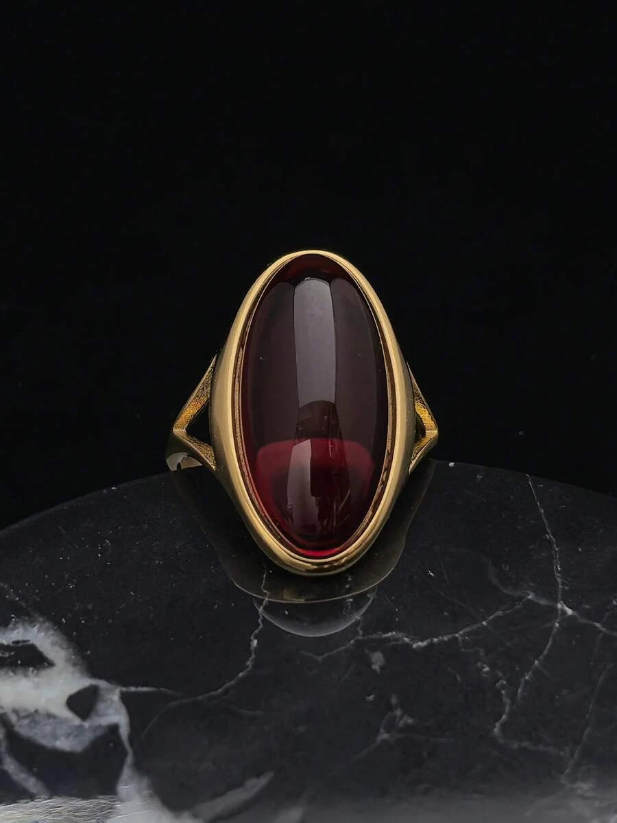 Gold Plated Stainless Steel Crystal Ring