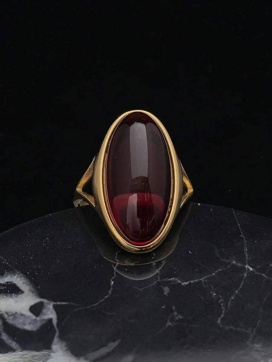 Gold Plated Stainless Steel Crystal Ring