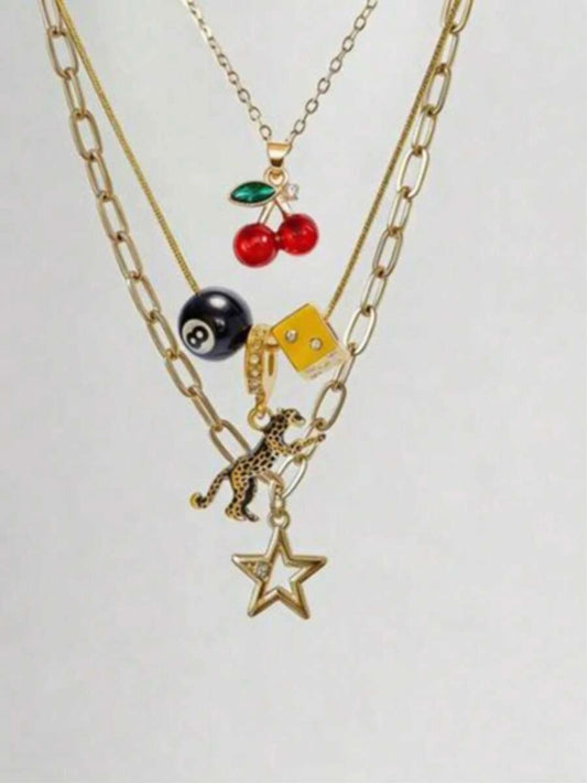 Leopard Print Pendant Necklace Set