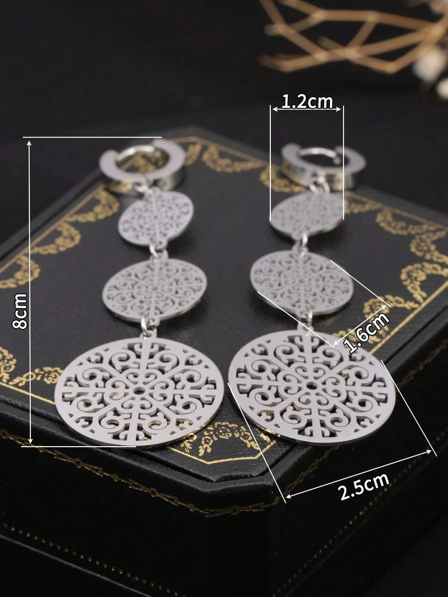 Gold Floral Vine Leaf Pendant Earrings