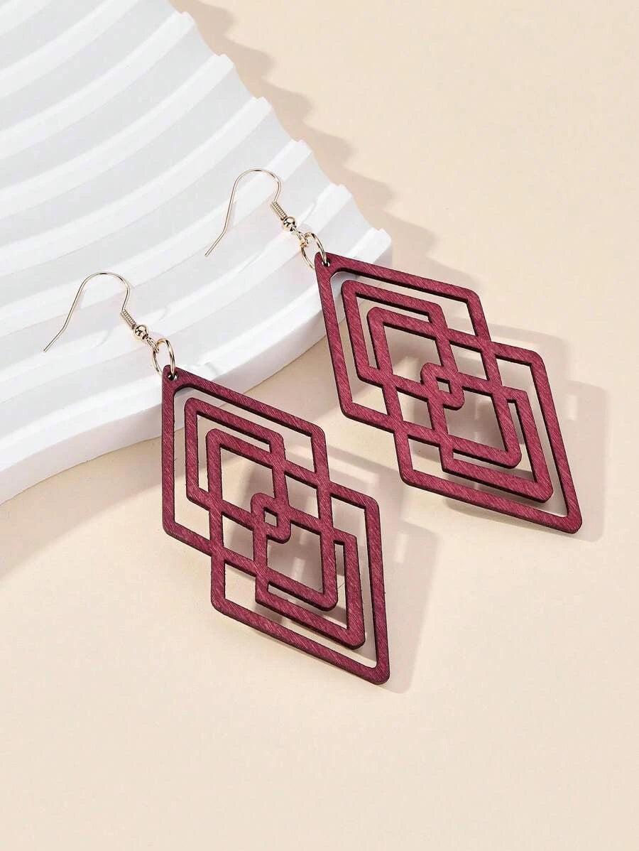 Casual Geometric Wooden Earrings
