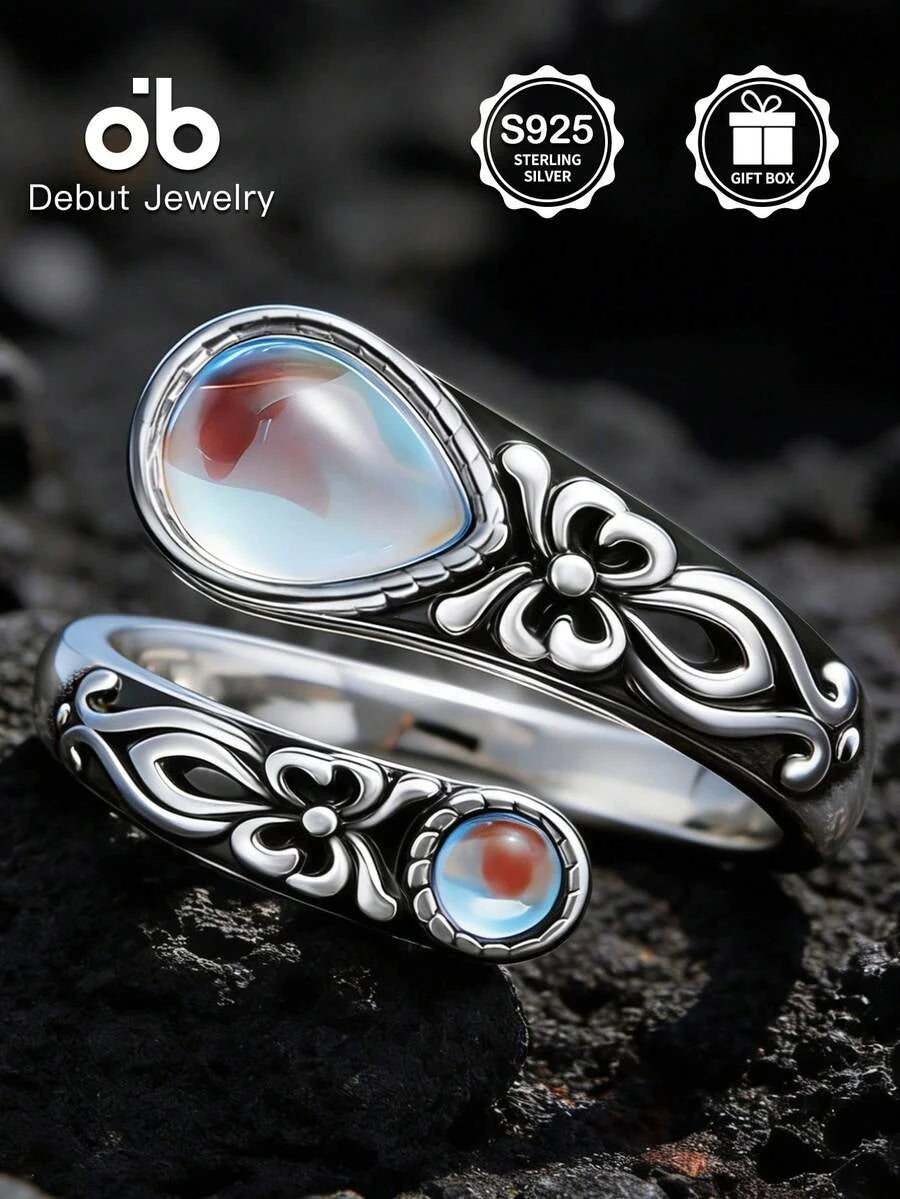 Sterling Silver Moonstone Spoon Ring