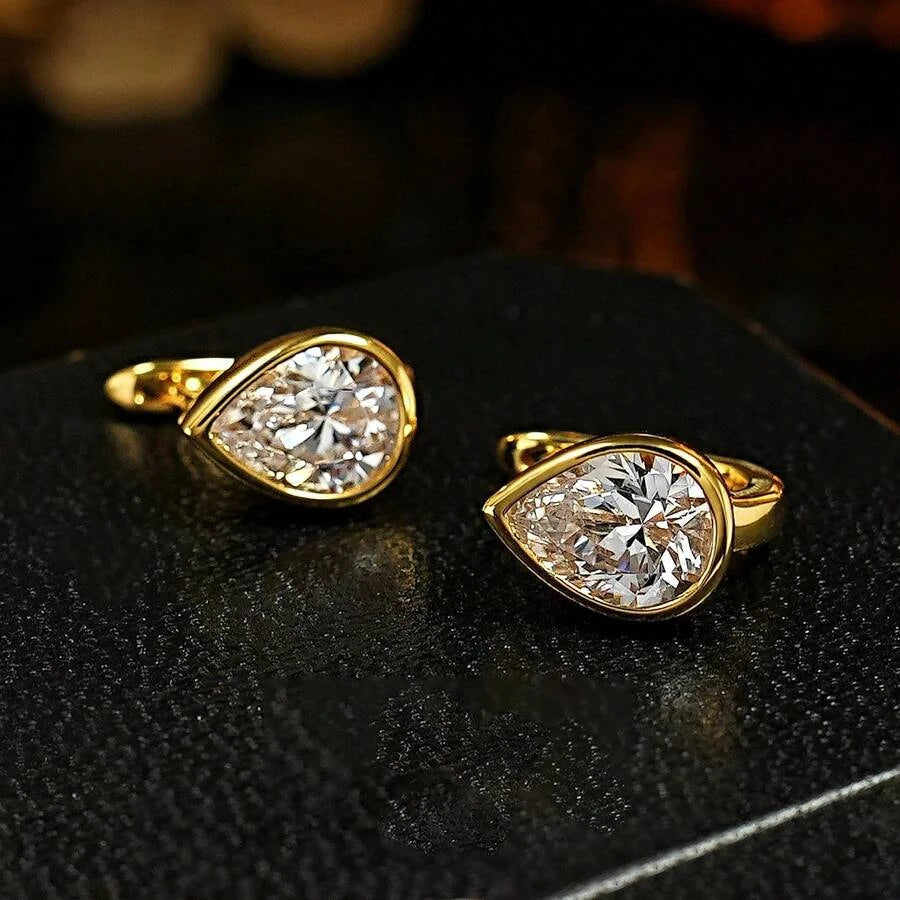 French Vintage Water Drop Zirconia Earrings