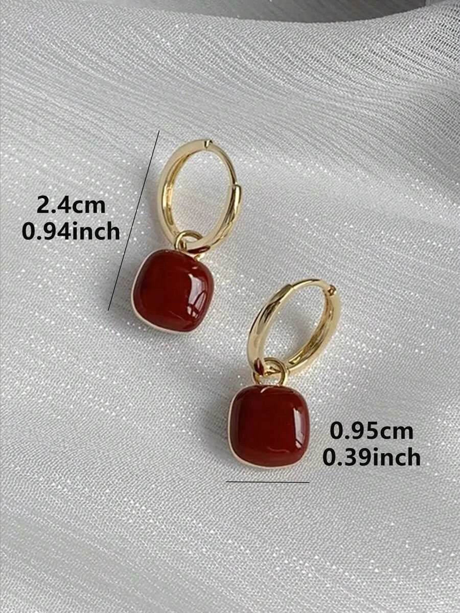 French Vintage Geometric Copper Earrings