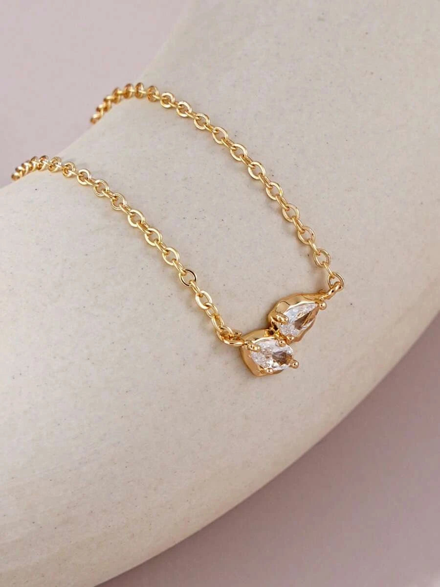 Minimalist Water Drop Double Layer Pendant Necklace