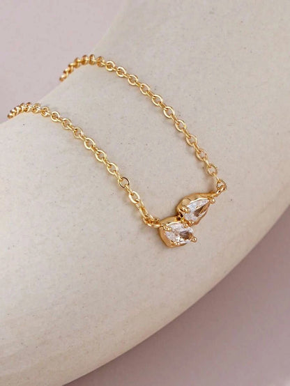 Minimalist Water Drop Double Layer Pendant Necklace