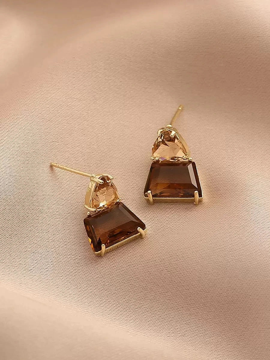 Andkiss Geometric Crystal Drop Earrings