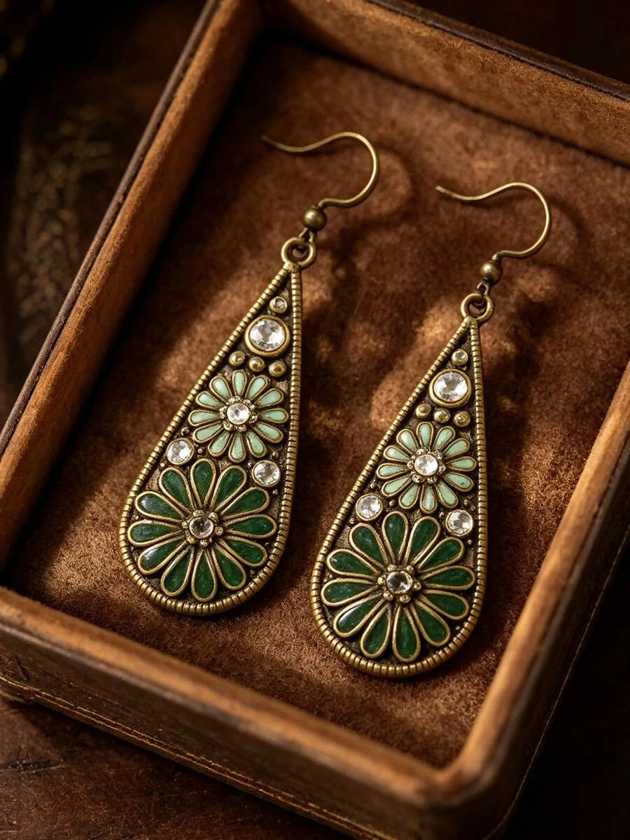 Vintage Floral Teardrop Earrings