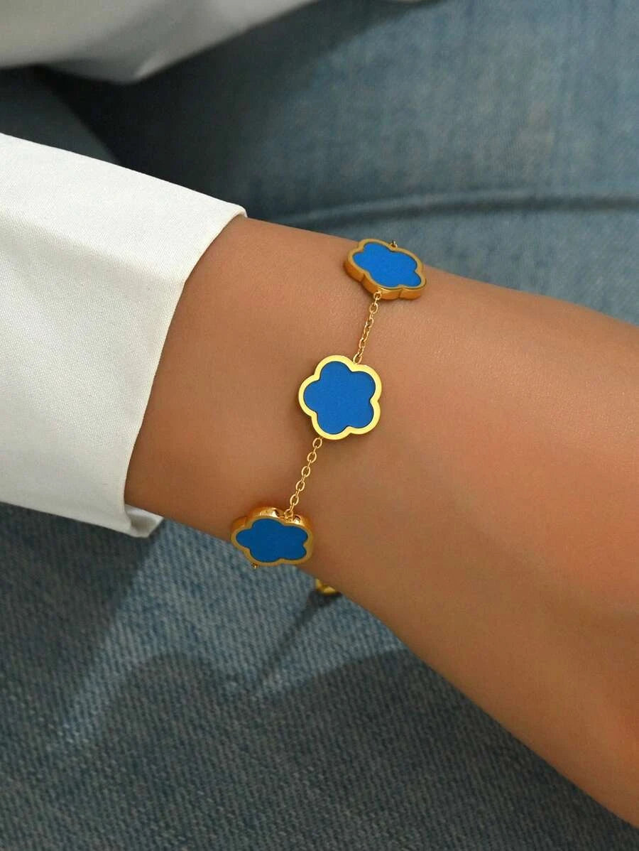 Gold Plated Stainless Steel Flower Bracelet