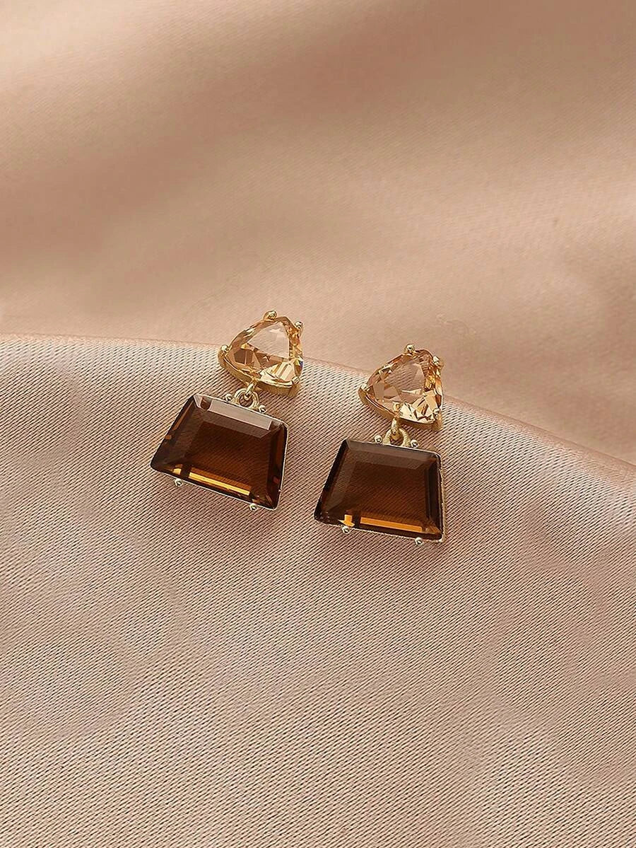 Andkiss Geometric Crystal Drop Earrings
