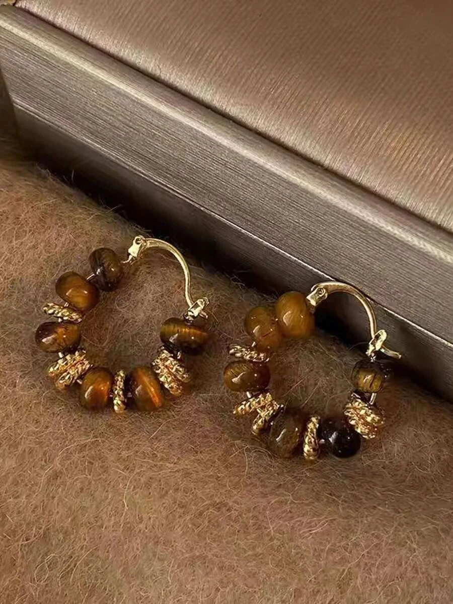 Retro Chinese Style Blue Beaded Earrings