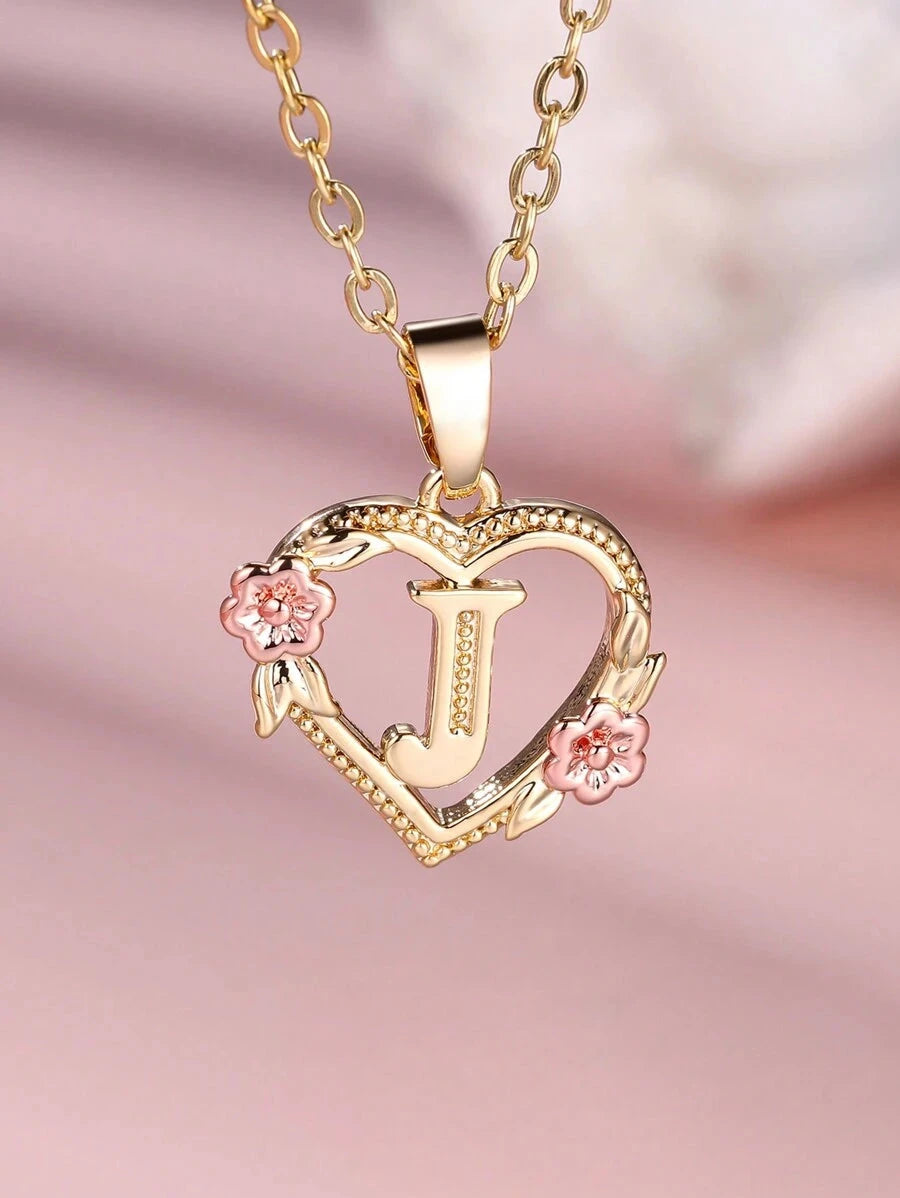 Elegant Gold Initial Heart Necklace