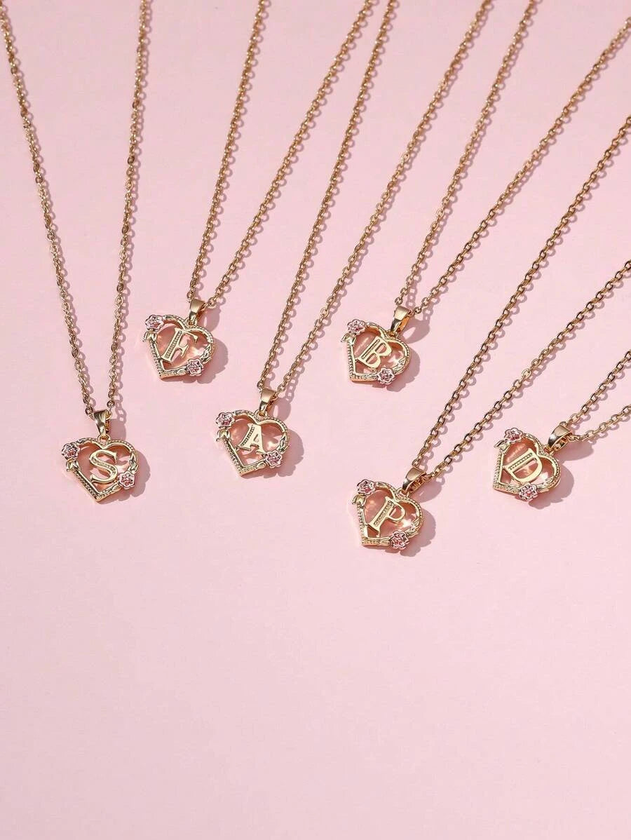 Elegant Gold Initial Heart Necklace