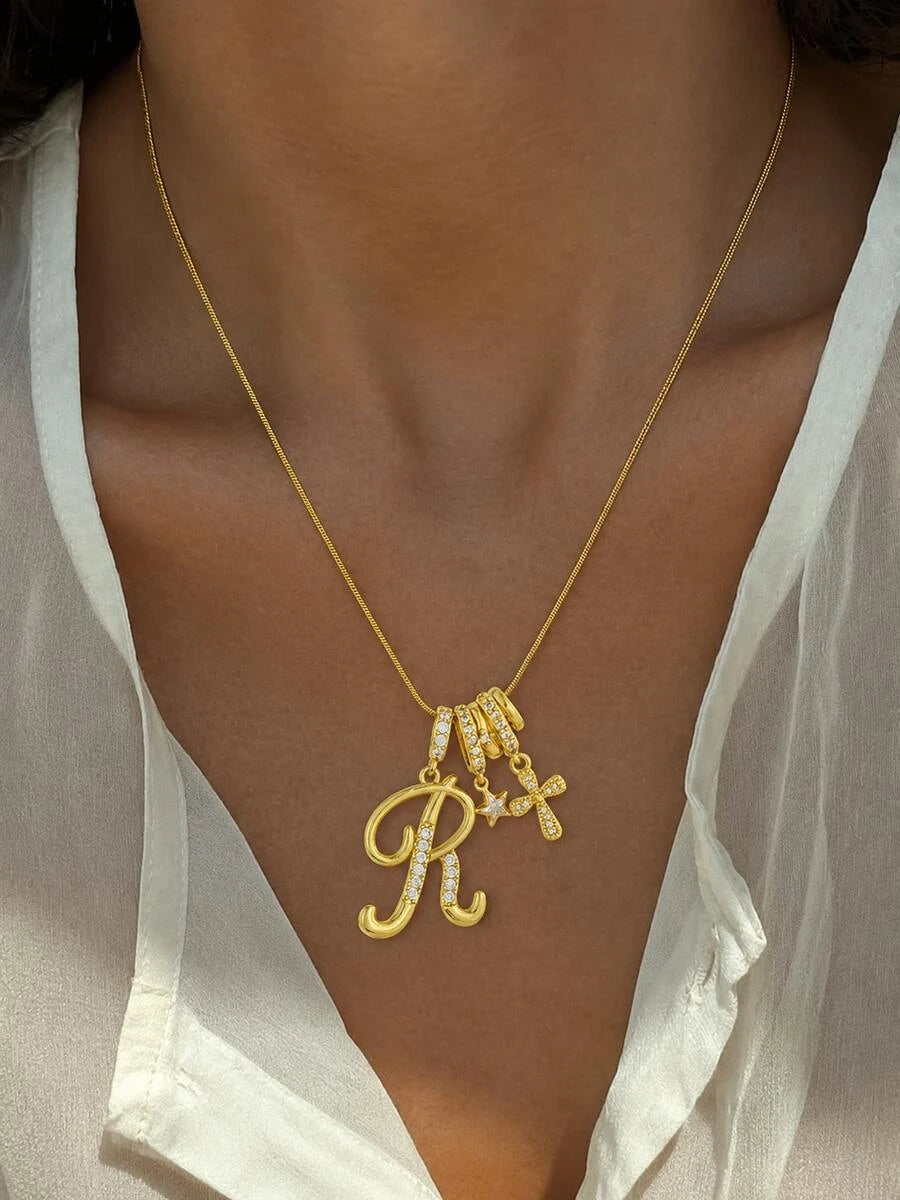 Zirconia Crystal Initial Necklace