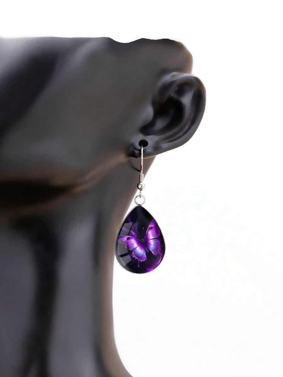 Vintage Minimalist Purple Butterfly Earrings