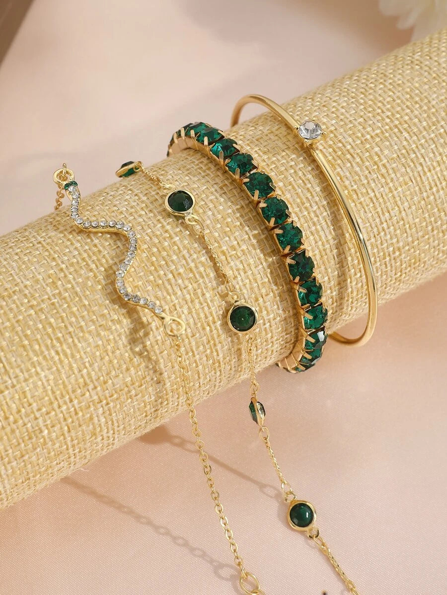 Rhinestone Snake Bracelet Set