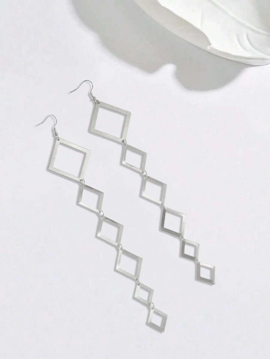 Geometric Polygon Tassel Earrings