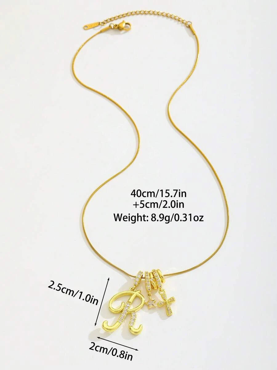 Zirconia Crystal Initial Necklace